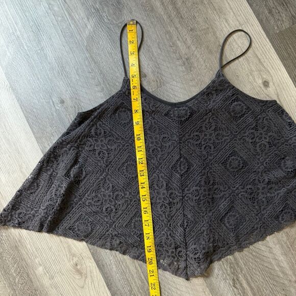 American Eagle Lace Trapeze Top Lined Small Dark Gray Festival - Picture 9 of 11